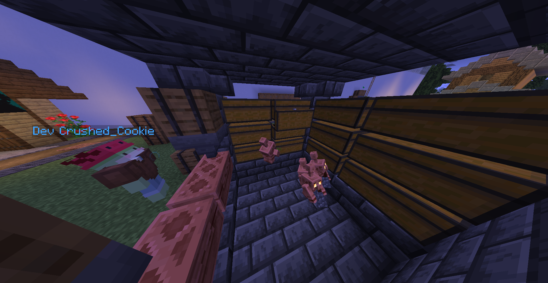 A player using Copper Golems for their shop.